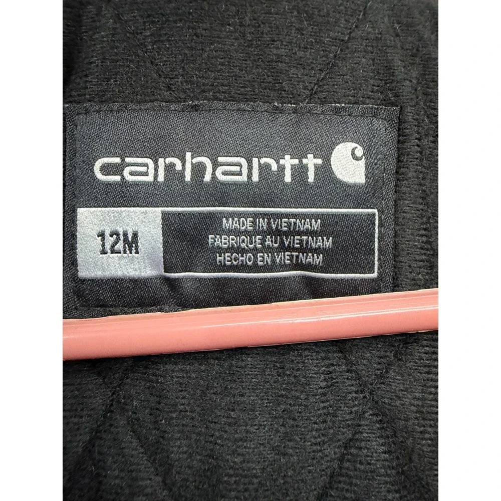 Carhartt Hooded Canvas Jacket Kids 12M Olive Green Quilted Lining